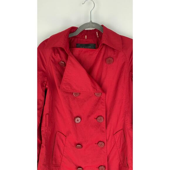 Elie Tahari Double Breasted Trench Coat Jacket Womens Small Red - Picture 2 of 12